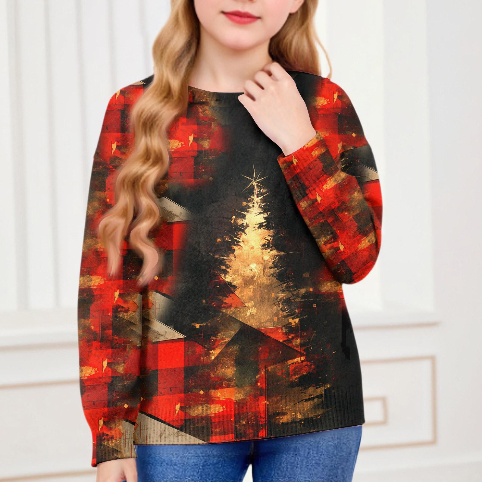 

Рождественские свитшоты для детей мальчиков и девочек вязаный свитер милая рубашка осенний пуловер с круглым вырезом топы 100 киноварь