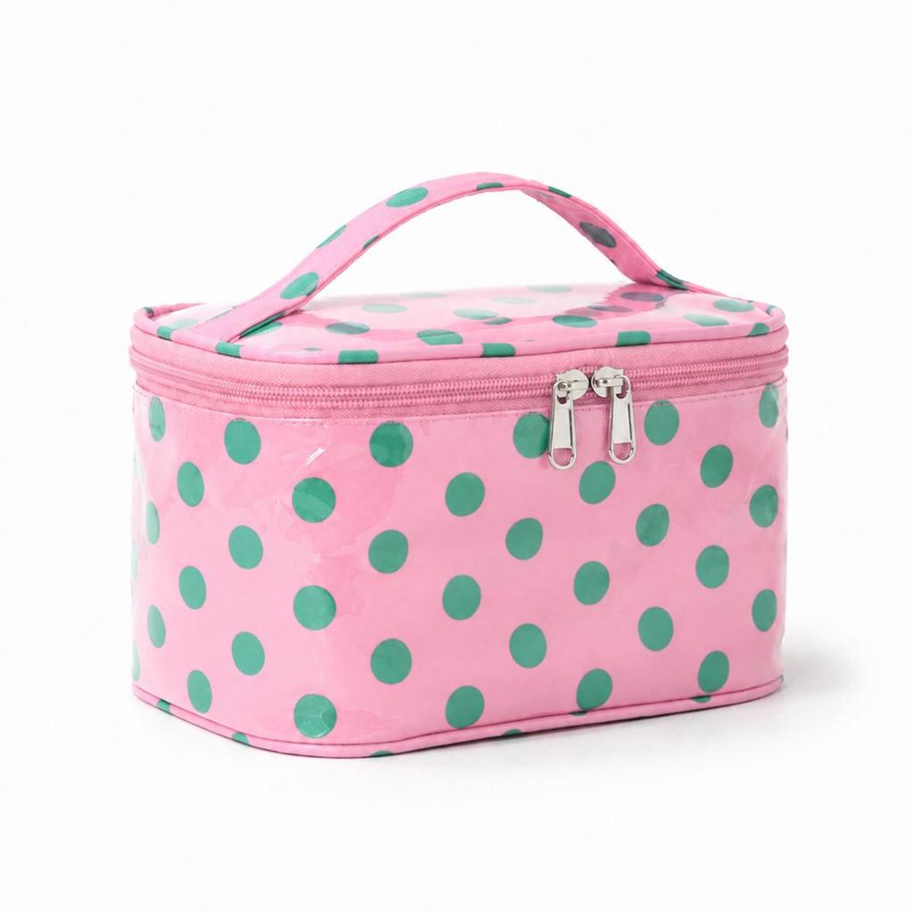 Color-Block Striped Makeup Bag: Large, Waterproof PVC Toiletry and Travel Storage Bag