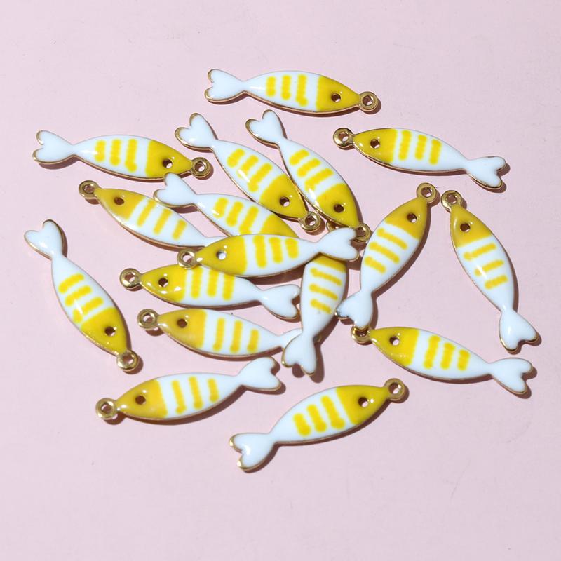 20pcs 18x5mm Stainless Steel Fish Enamel Charms Pendant Stainless Steel DIY Jewelry Making Accessories Findings 