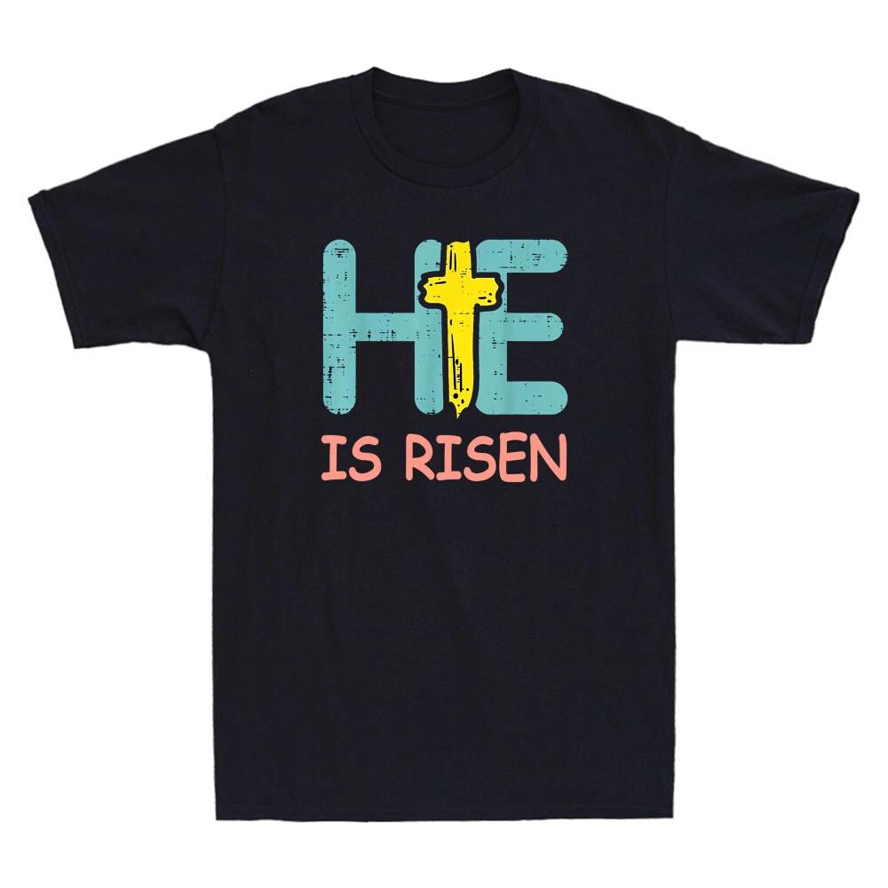 Easter HE Is Risen Jesus Resurrection Christian Saying Vintage Unisex T-Shirt L