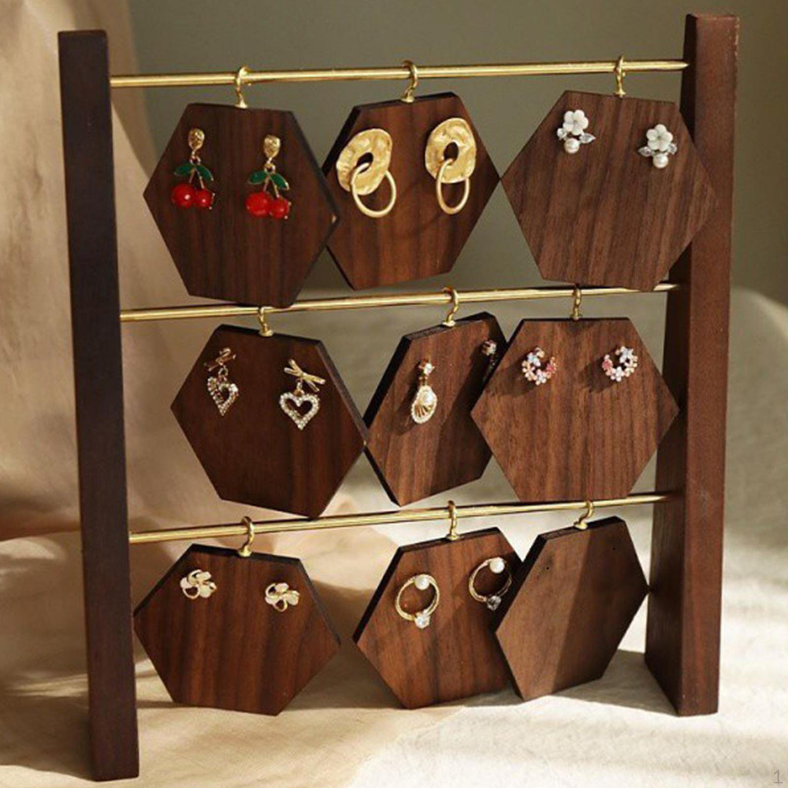 

Подставка для сережек, деревянная стойка для ювелирных изделий для магазинов и туалетных столиков 24cmx4cmx21cm