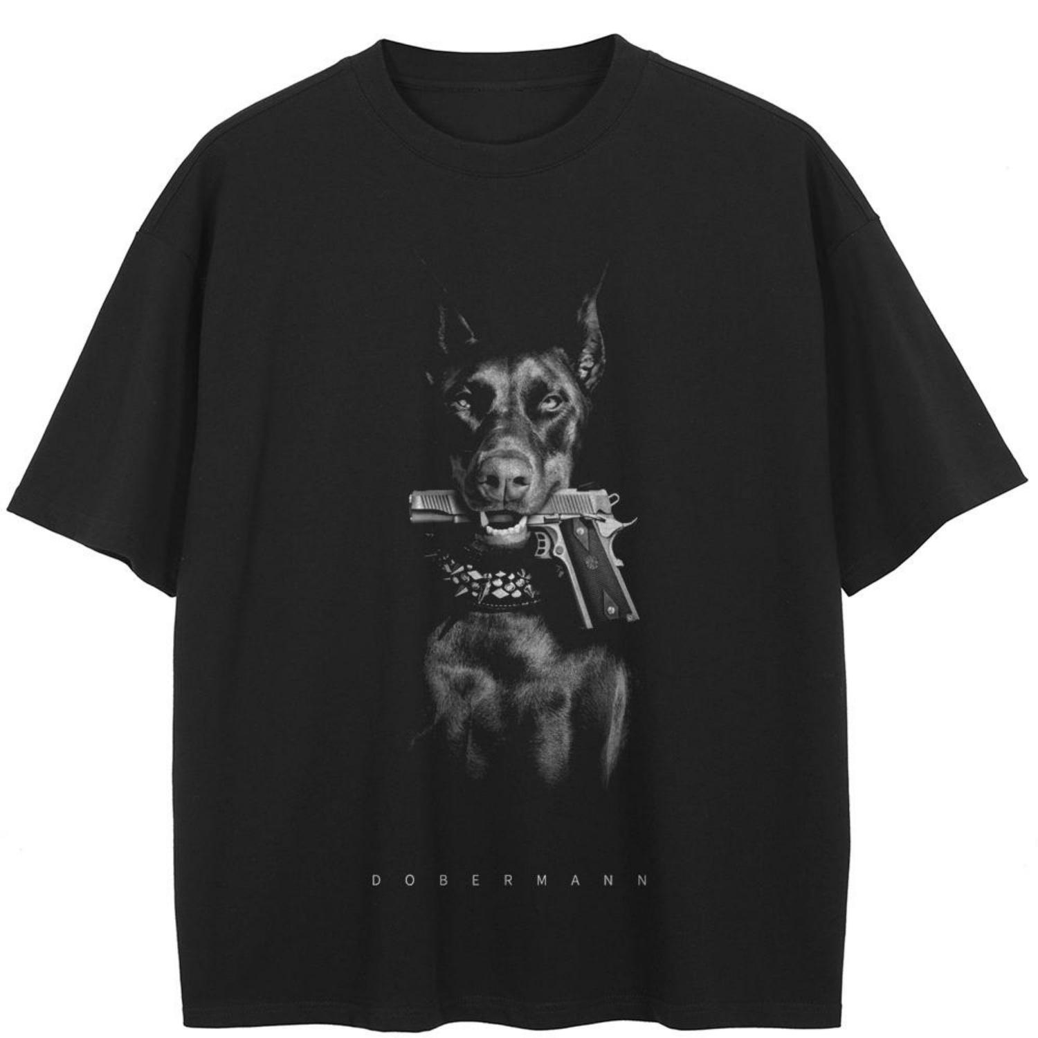 

Вуличний одяг Dobermann Graphic Black T-Shirt, бавовна, унісекс, футболки, літні футболки з короткими рукавами XXXXXL чорний