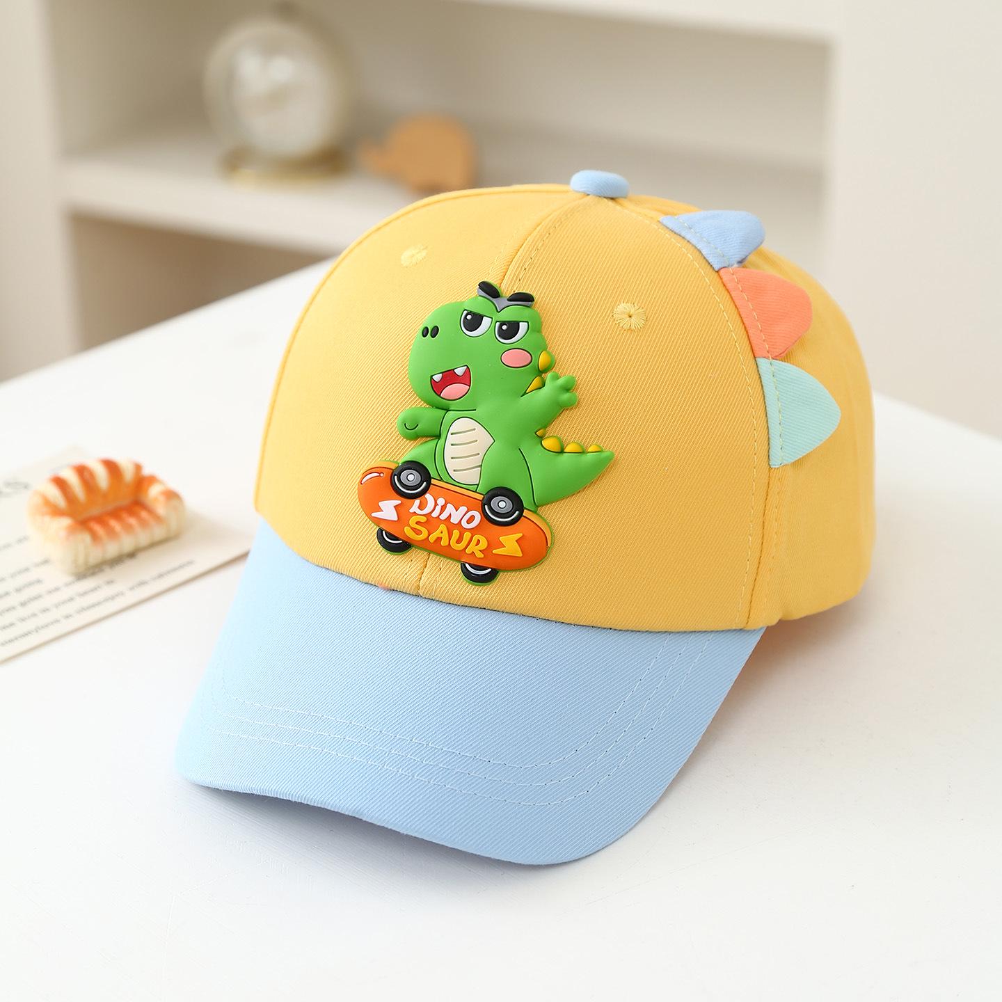 Kids  Dinosaur Duckbill Sun Hat – Cute Cartoon Baseball Cap for Boys & Girls, Spring/Summer Sun Protection One Size жёлтый