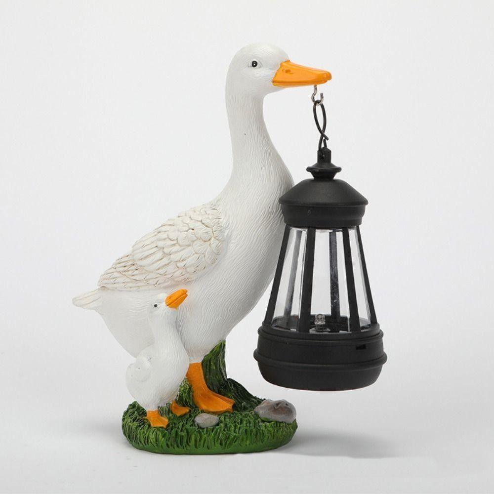 Resin Solar Duck Sculpture LED Warm Light Solar Lamp Garden Stake Light Super Bright Energy Saving Animal Figurine Outdoor