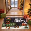 Happy Holidays Christmas Doormat Cute Dachshund In Xmas Sweater Print Floor Rug Indoor Entry Xmas Home Ornament