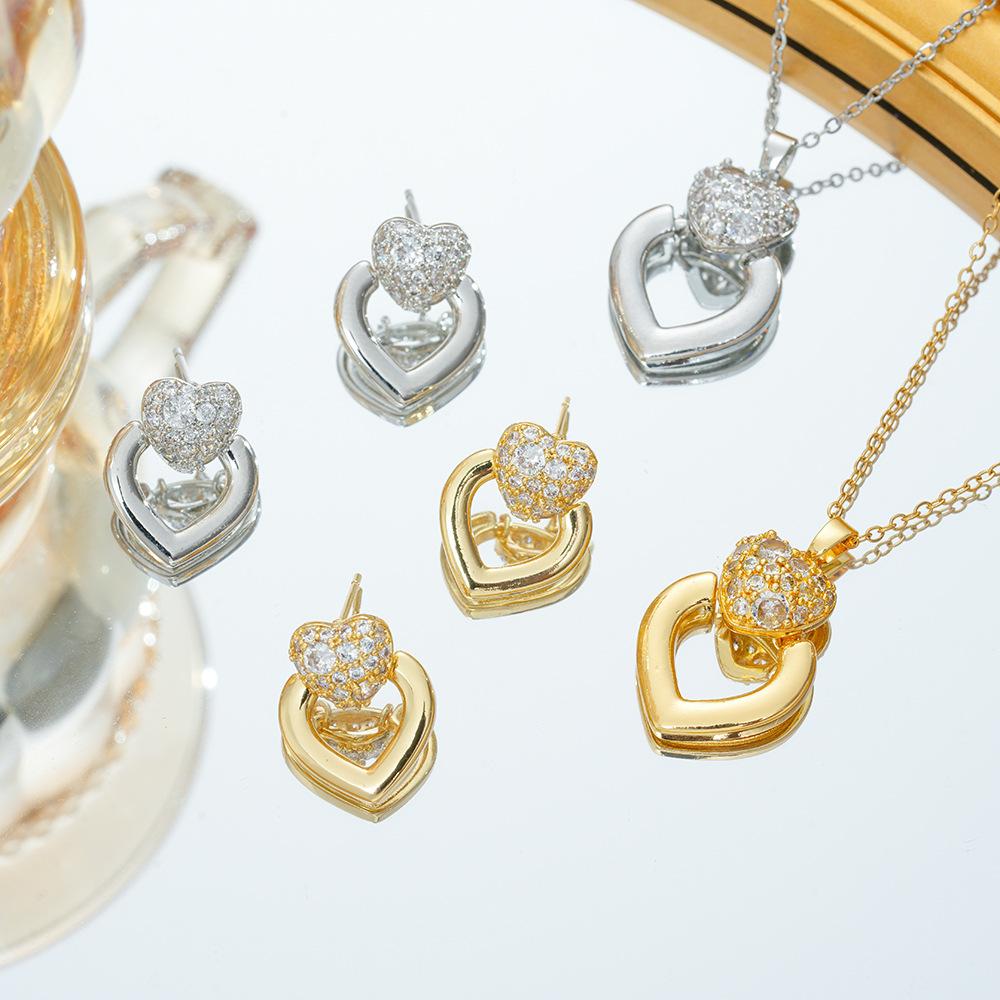 Light Luxury Flower Iris Imitation Red Sapphire Necklace Versatile Fashion Temperament Set for Women