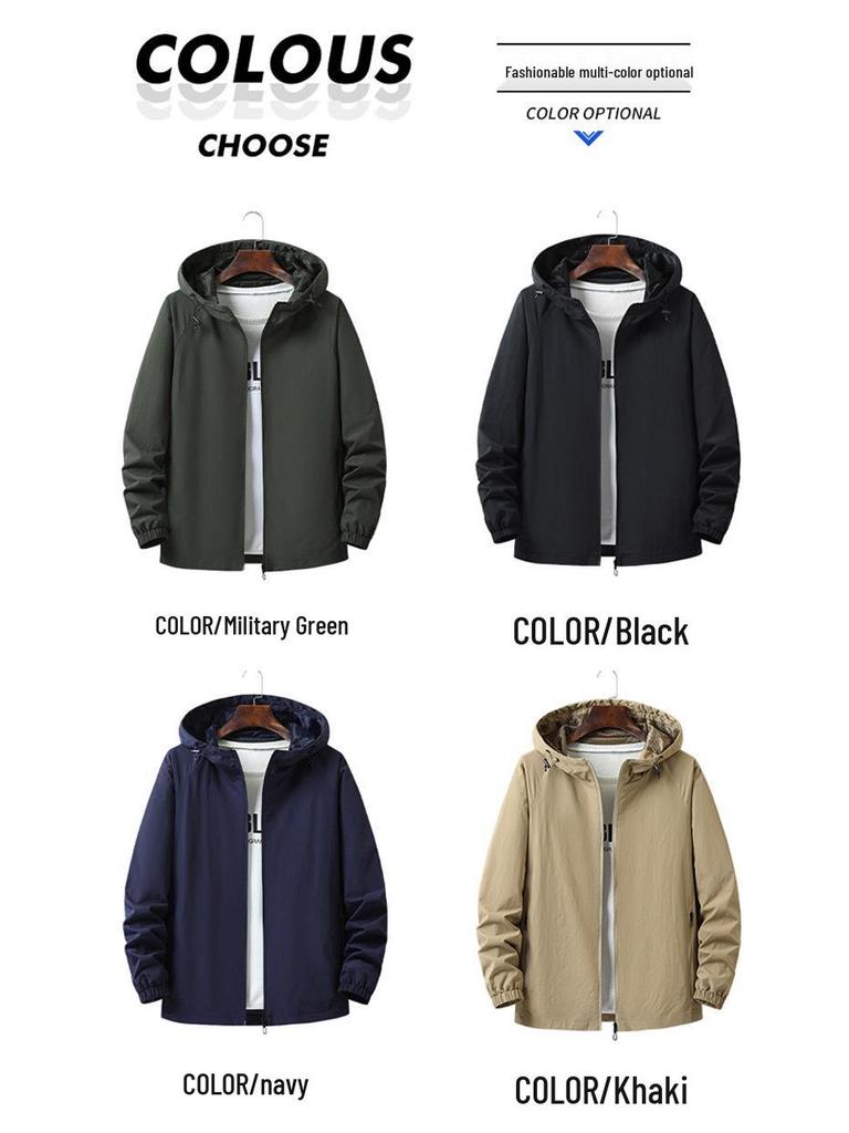 Windproof Breathable Hooded Jacket - Versatile Spring/Autumn Style, Handsome and Casual