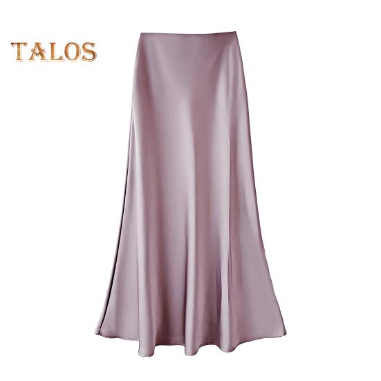 

Женская юбка-рыбий хвост с высокой талией и запахом на бедрах, длинная юбка А-силуэта, однотонная, удобная, подчеркивающая фигуру юбка S розовый