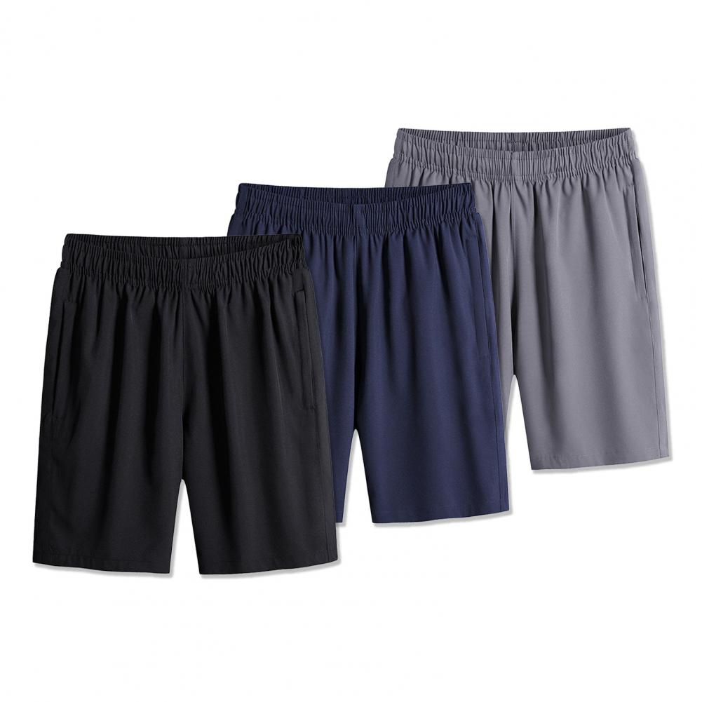 Men Summer Sport Shorts Loose Wide Leg Elastic Waist Deep Crotch Thin Side Pockets Solid Color Men Knee Length Short Pants Baske