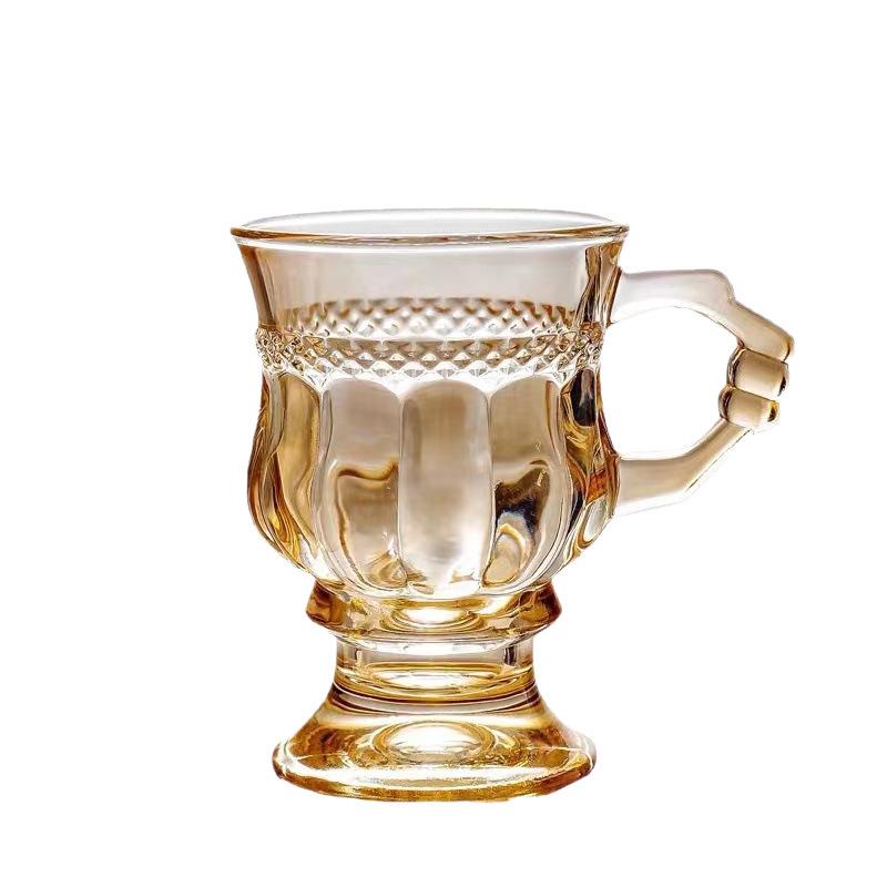 Amber High-Footed European Retro Glass Cup - Souvenir Coffee & Wine Cup