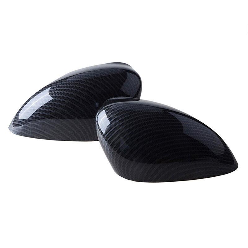 Pair Car Rearview Mirror Cover Cap Carbon Fiber / Black For Ford Fiesta MK7 2008 2009 2010 2011 2012 2013 2014 2015 2016 2017