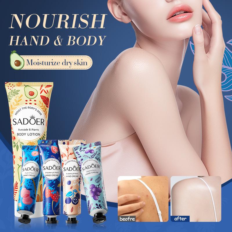 5pcs/box Fruit Plant Skincare Set Body Milk Hand Cream 5 Pieces Moisturizing Hydration Nourishing Anti-Dry Crack Gift Set