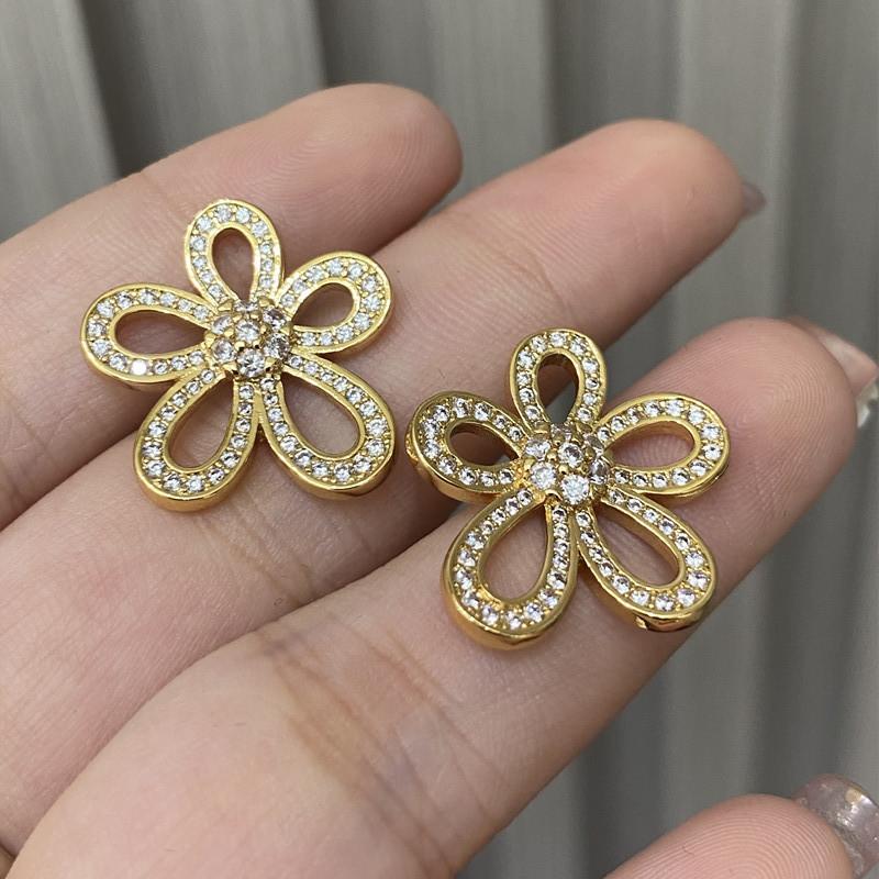 Hot-selling Fanjia full diamond sunflower stud earrings raw light luxury temperament versatile personalized ear jewelry