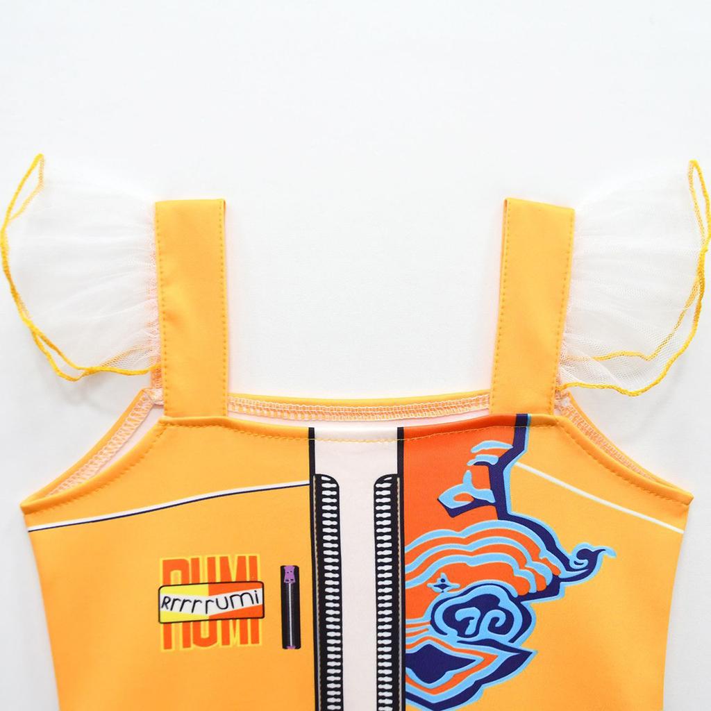 Children's Fashion Printed Denim Top And Short Skirt Set