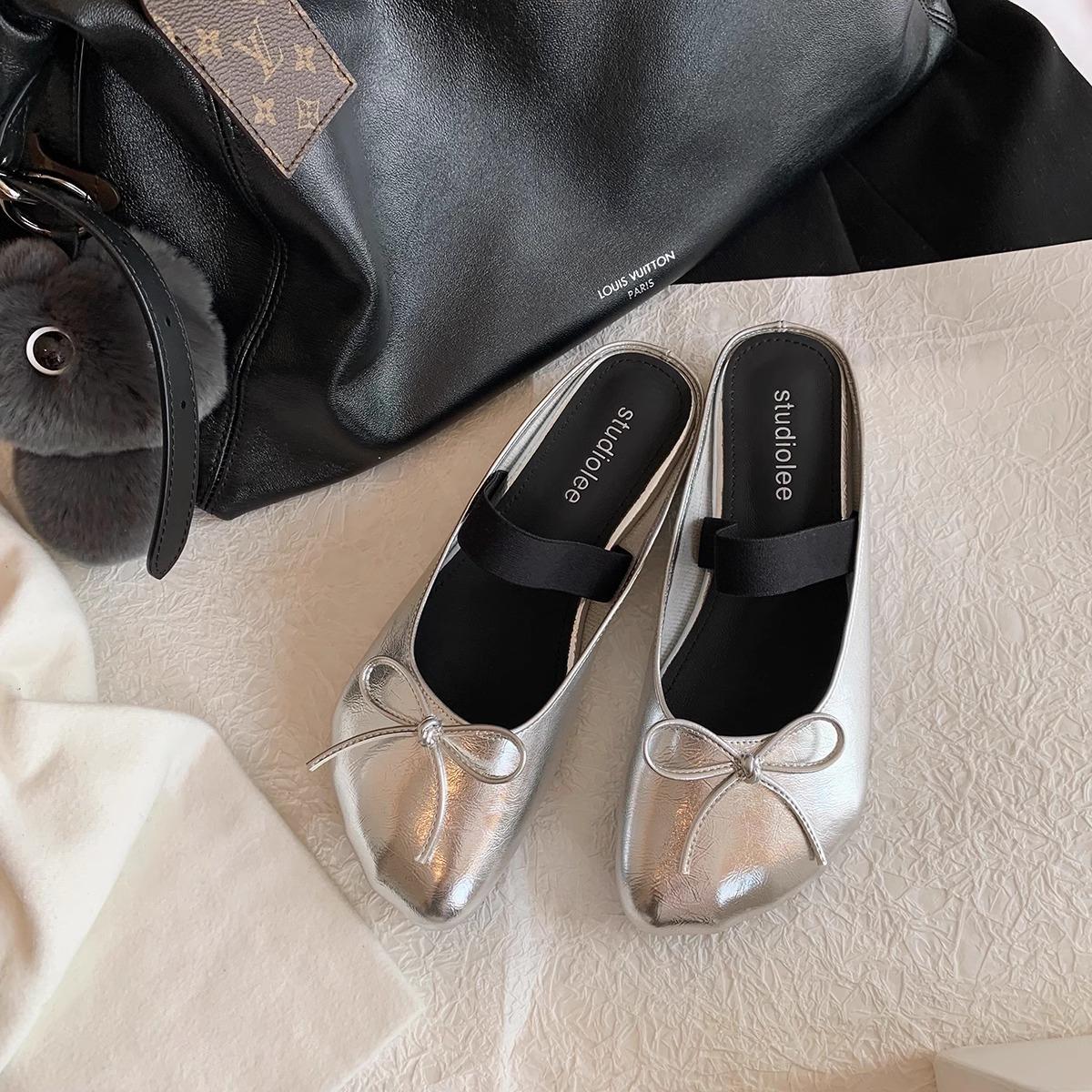 

Cowhide version~ Irregular mango head bow with versatile lazy half drag girl 40 серебряный