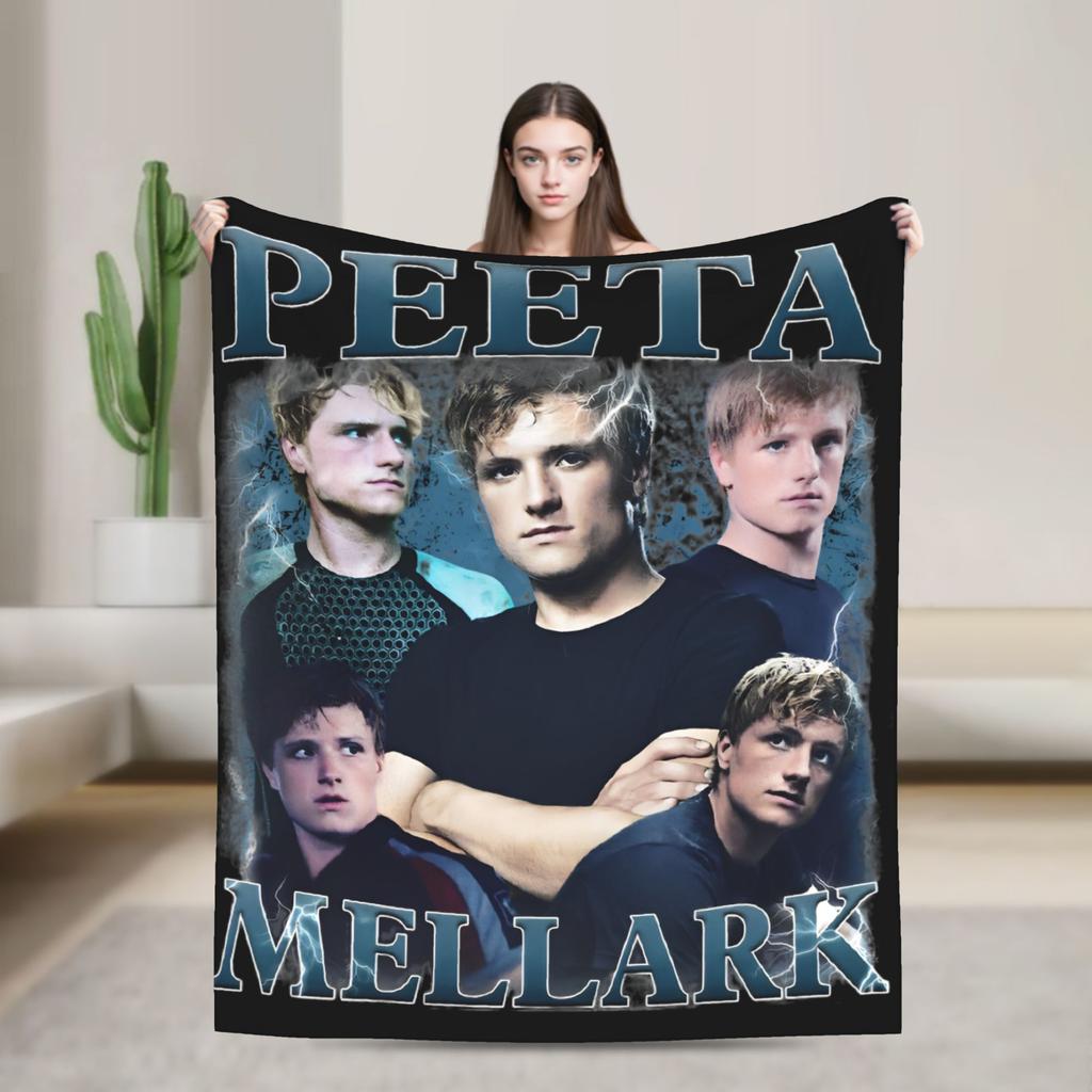 Hunger Games Peeta Mellark Blanket Cover Flannel Josh Hutcherson Lightweight Thin Throw Blanket for Sofa Couch Quilt Portable