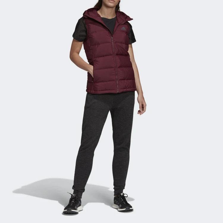 Adidas Women Windproof Hooded Down Vest, Lightweight Sports Sleeveless Outerwear Purple DZ1492