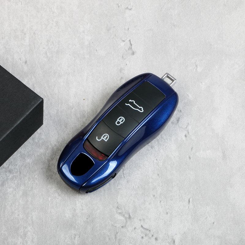 Key Shell for Porsche In Gentian Blue: Fits Cayenne, Macan, 718, Panamera, 911