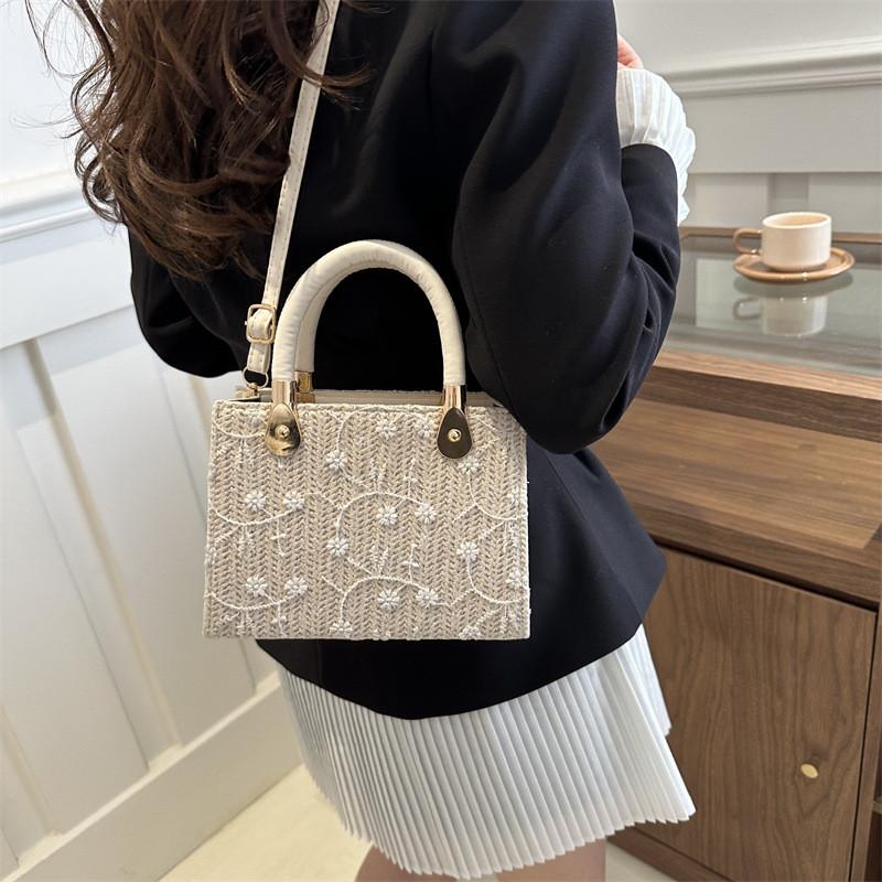 Trendy Street Style Womens Handcrafted Small Square Bag Soft Textured Woven Handbag