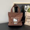 Embroidery Kitty handbag hand carry work cute large capacity versatile corduroy small bag Kitty cat
