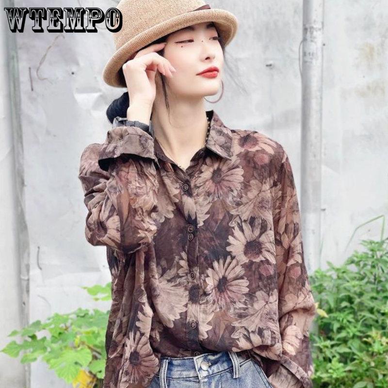 Wiosenna i jesienna cienka damska kardigan z nadrukiem z długim rękawem Fashion Loose Slim Western Light Luxury Shirt