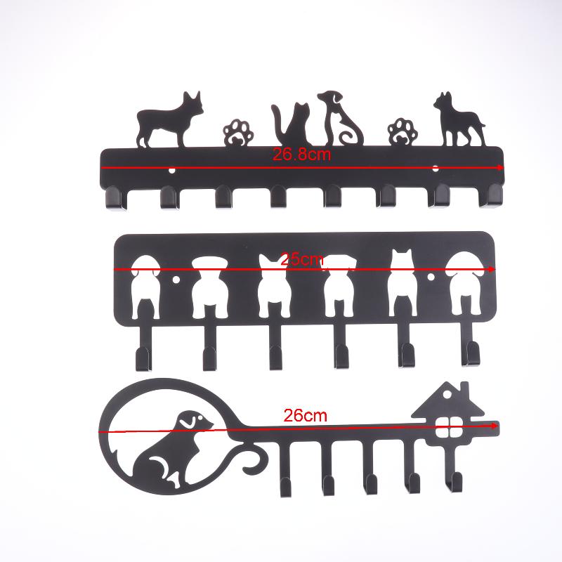 5/6/8- Hook Dog Wall Key Holder - Decorative Pet Organizer For Leashes, Keys - Rustic Entryway Storage For Home/Office