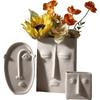 Retro Wabi-Sabi Clay Ceramic Face Sculpture Vase for Home Decoration
