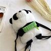Cartoon Soft Fuzzy Panda Plush Backpack Adorable Bamboo Panda  Doll Bag Portable School Travel Shoulder Bag Kawaii Style Gifts