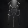 Zircon Pearl Headpiece Hollow Headpiece Tassel Hair Chain High-End Style Bridal Head Chain  Wedding