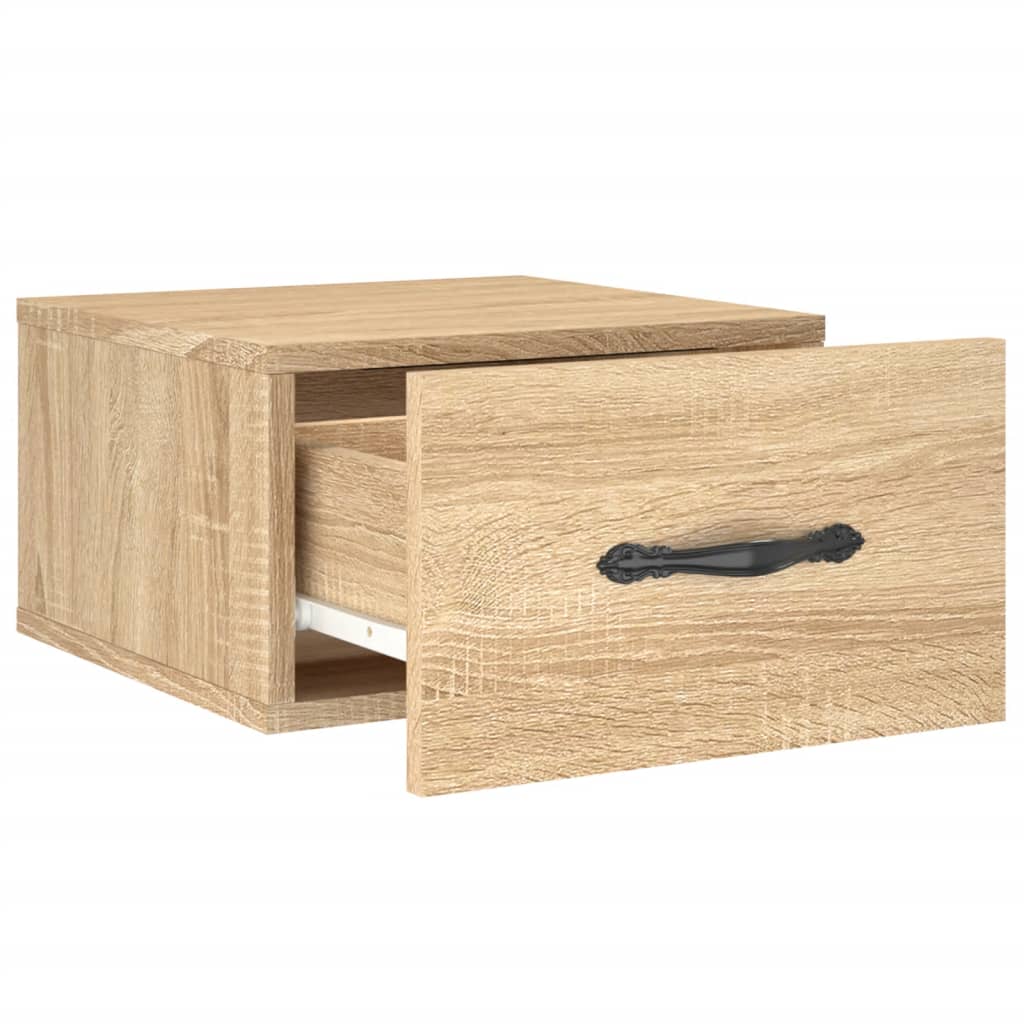 Wall Mounted Nightstand in Sonoma Oak 35 x 35 x 20 cm