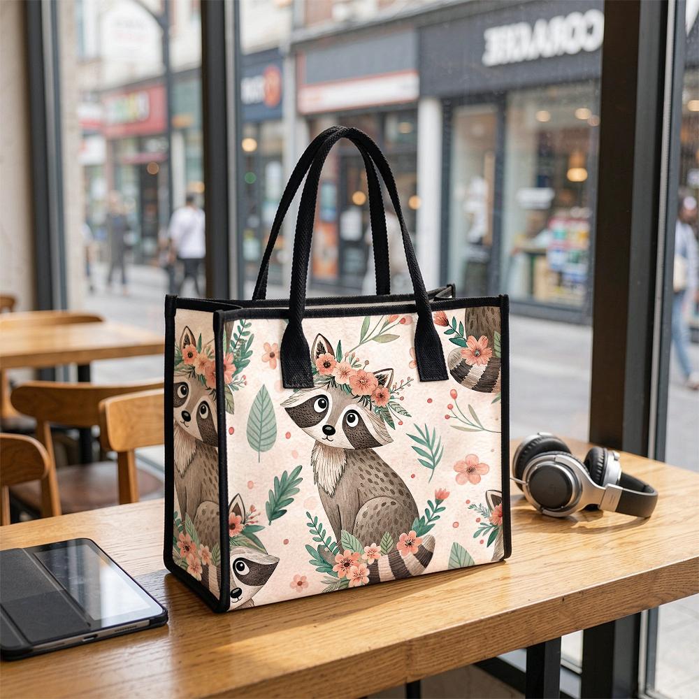Cute Raccoon Printed Shopping Tote