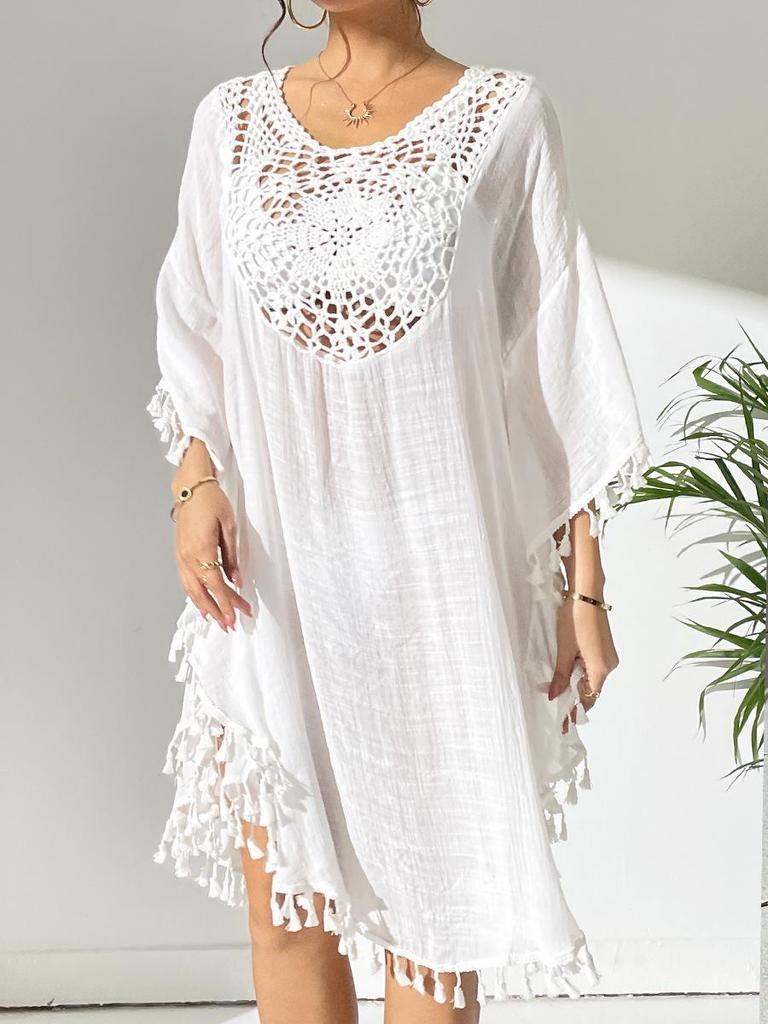 2024 Beach Dress Crochet Patchwork Tassel Cover-Up