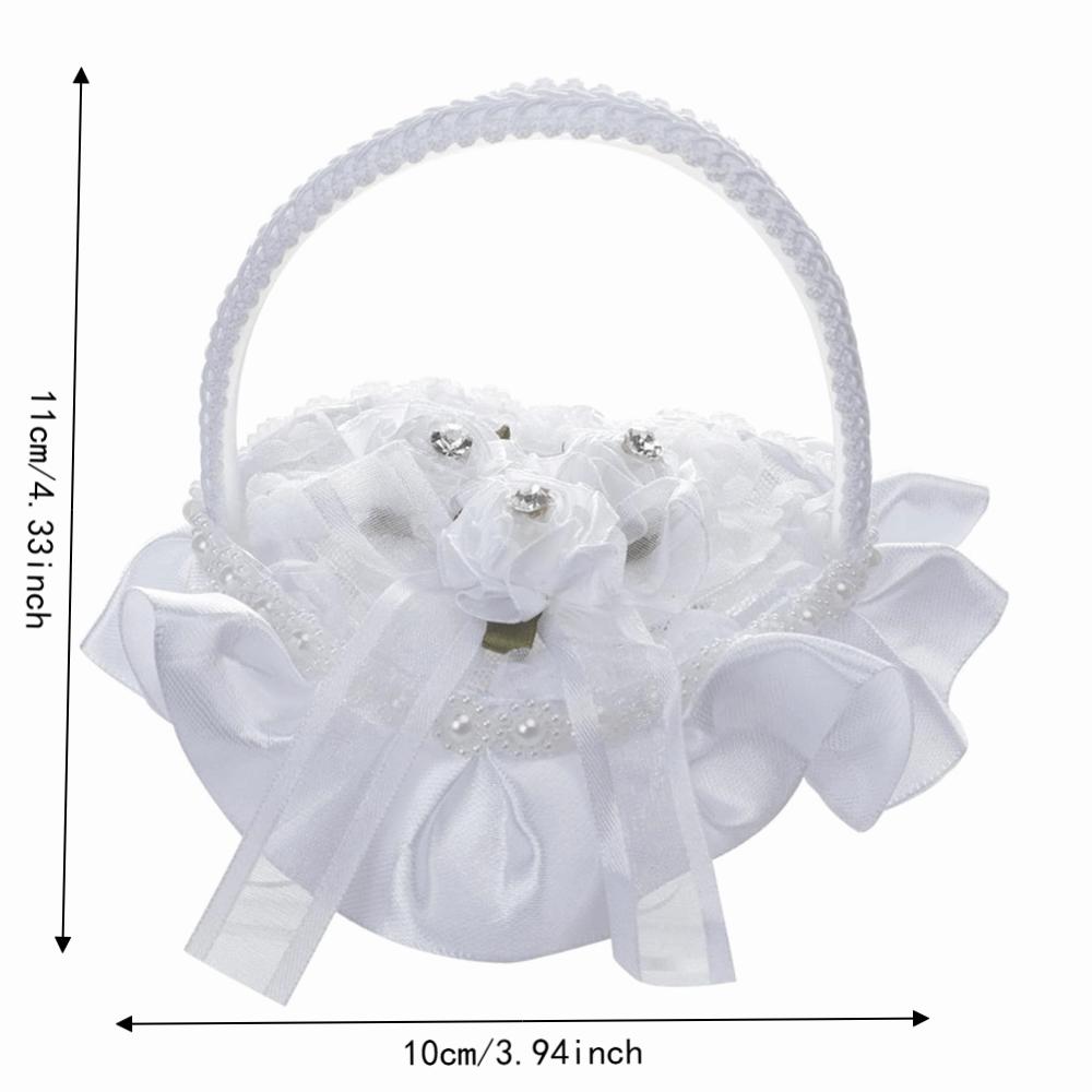 4.33x3.94in. Ring Pillow Heart Shape Flower Basket Romantic Wedding Ring Pillow Wedding Ceremony