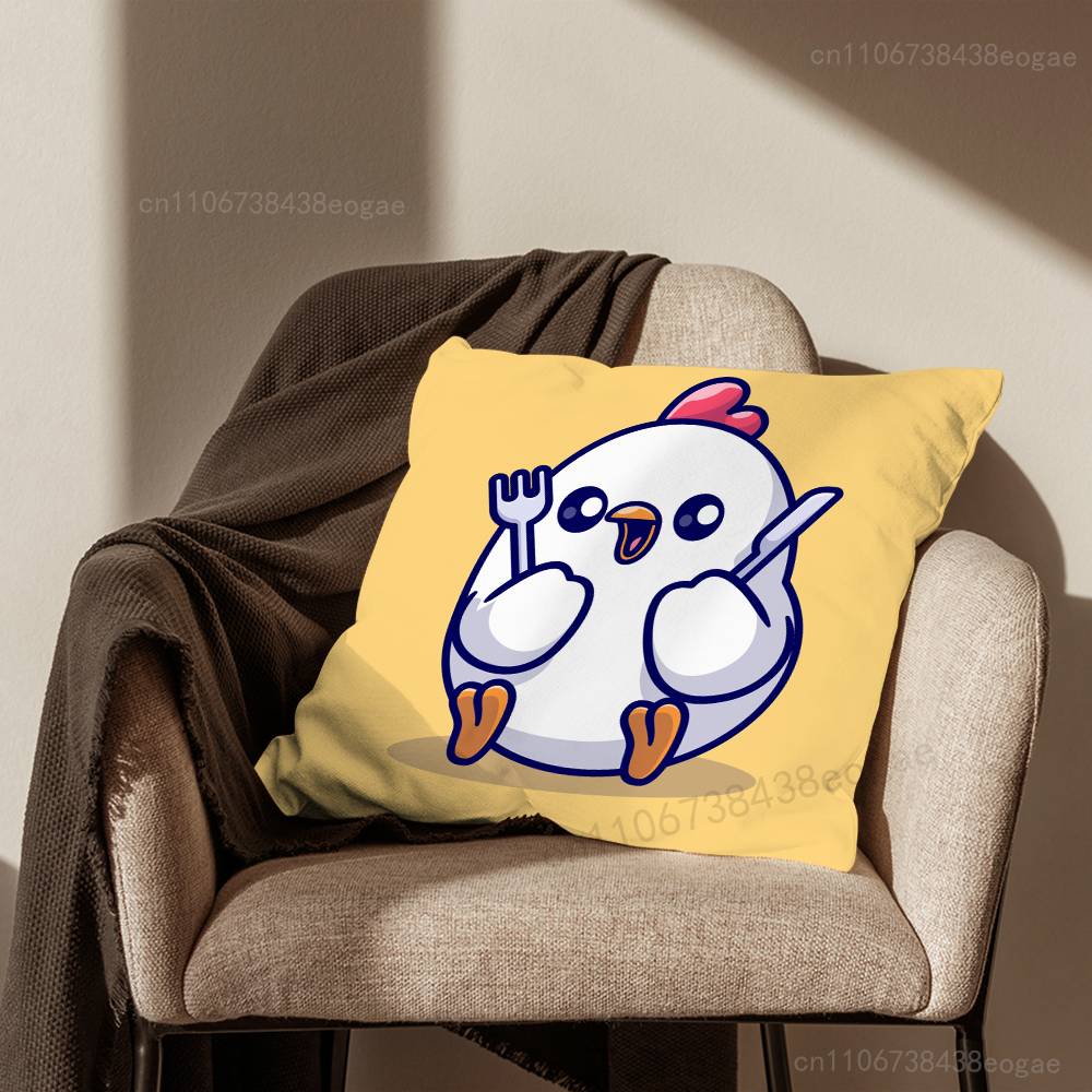 Cute Chick Emoji Pack Pillow Case For Room Sofa Cushion Cover Suitable For Home Bedroom Decoration And Protector