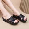 Women's slippers heightened thick-soled going out high-end wedge heels high-heeled sandals home non-slip hollow women's shoes
