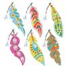 R-MSQ015-037 New Arrival 6pcs Feather Diamond Painting Bookmarks Resinstone Bookmark Pendant