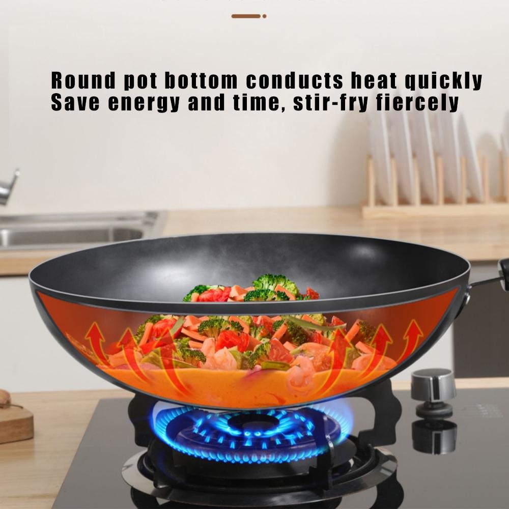 32cm Uncoated Wok Pot Frying Pan Home High Quality Handmade Cooking kitchen Cookware Chinese Traditional Non-stick Iron Pan