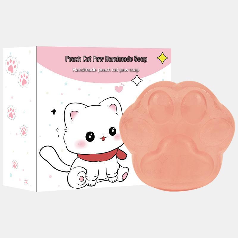 Peach-Scented Cat Paw Soap: Cute Cartoon Moisturizing Facial & Bath Essential Oil Cleanser