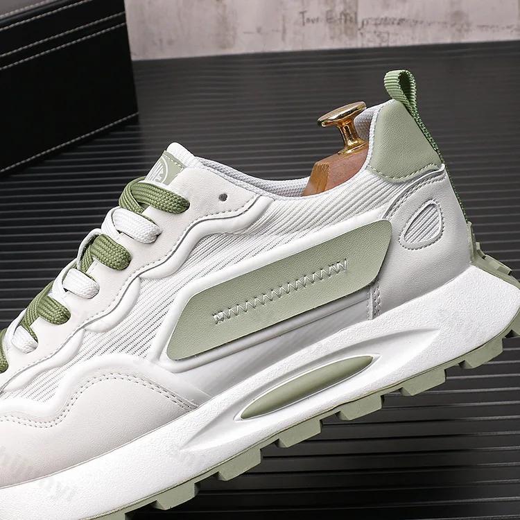 Fashion 2025 Summer New Men's Shoes Mesh Breathable Sports Two Tone Shoelaces Casual Shoes Trendy Versatile Thick Soled Sports Shoes