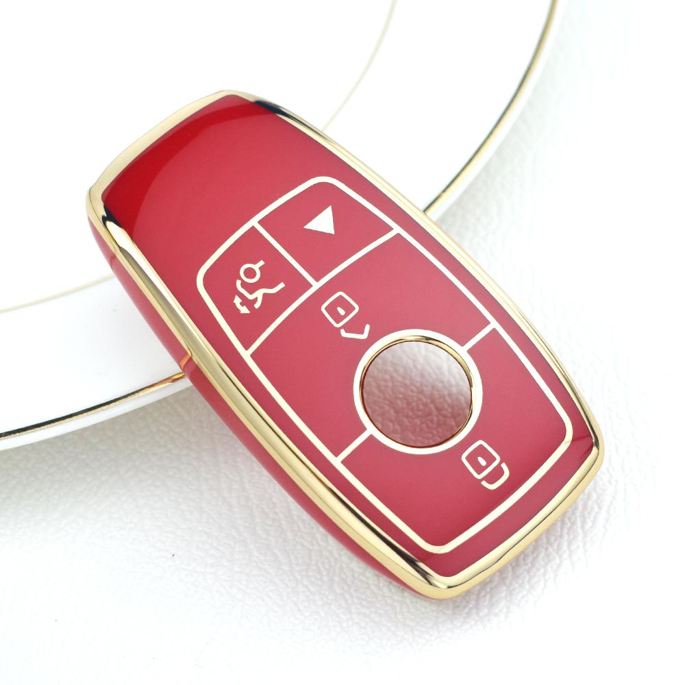 

4 Buttons TPU Car Key Case Cover For Mercedes Benz E Class GLC CLE CLA GLB GLS W177 W205 W213 W222 X167 AMG E200 E260 Key Ring красный