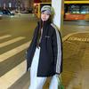 Winter Outdoor Windproof Thickened Cotton Jacket for Women, Double-sided Unisex Couple Style Coat with Baby's Breath