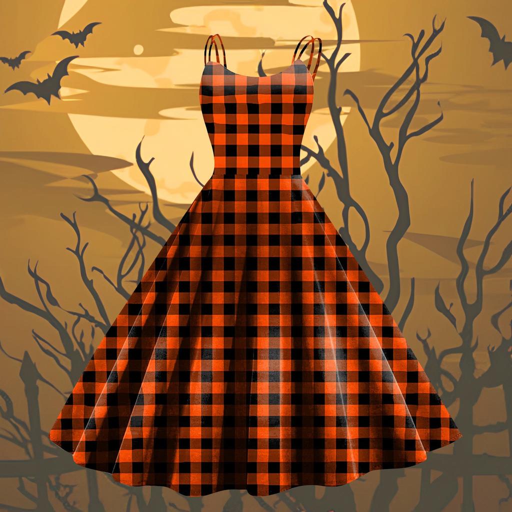 Women's Fashion Halloween Printed Sexy Strapless Gothic Cocktail Dress Punk, Vintage Dress