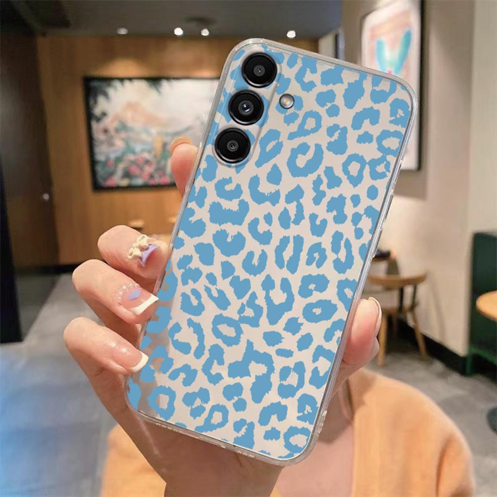 Phone Case For Samsung Galaxy A55 A54 A14 A34 A24 A25 A35 A10 A22 A32 A21S White Leopard Marble Artistic Transparent Clear Cover