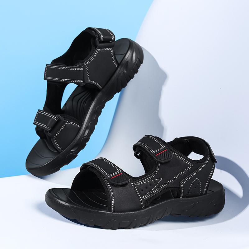 

Men s Sandals Summer Comfortable Beach Flip Flops Soft PU Leather Roman Sandals for Men Anti-Slip Outdoor Plus Size Sandals 39 чёрный