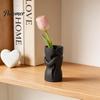 Modern Living Room Table Centerpiece Couple Embracing Abstract Vase, Matte Black Decorative Sculpture, Style Romantic Home Atmosphere Ornament
