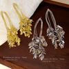 Silver needle light luxury leaf wheat ear fringed earrings European and American high-end earrings fashion niche temperament earrings women