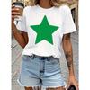 Women Casual T-Shirt with Large Green Star Harajuku Sleeve Casual Women's T-shirt Clothing Street Tops Tees Clothes