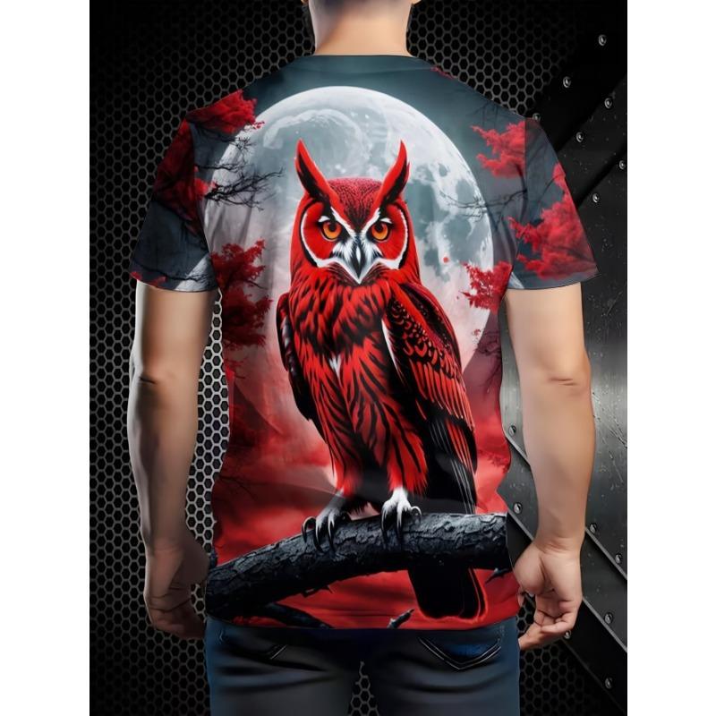 Men's Novelty Anime Graphic T-Shirt - 3D Digital Print Round Neck Casual Tee with Vibrant Tiger &