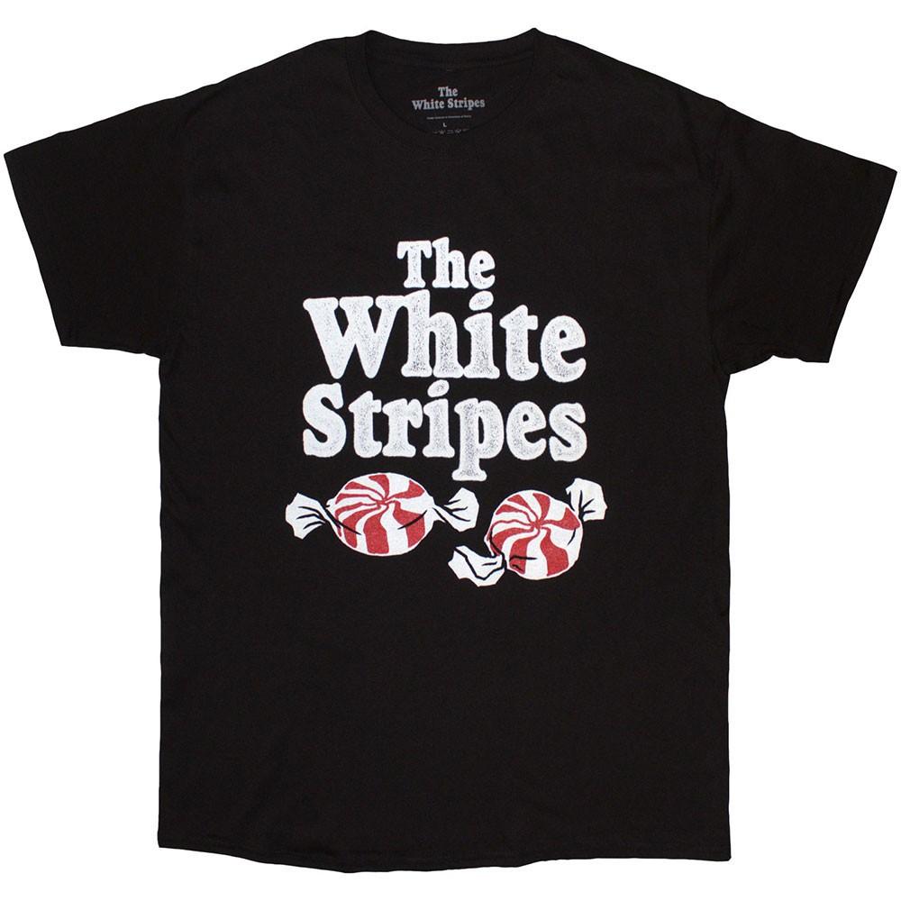 Men s White Stripes Peppermints T-shirt X-Large Black L