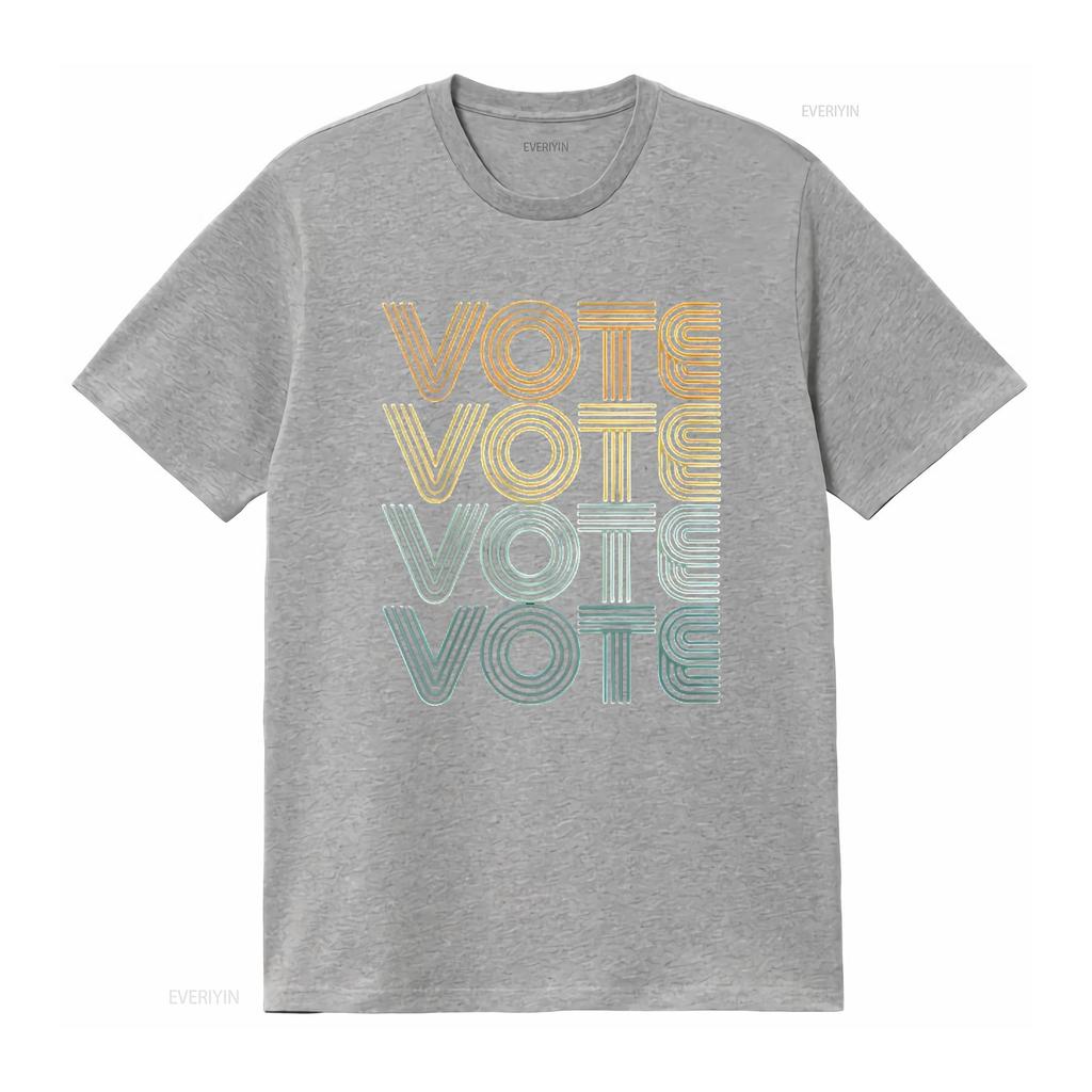 Mens Retro Vote Vintage Colors Round Neck T Shirt Black 4X Large vintage Washed homme streetwear Comfortable Soft Versatile